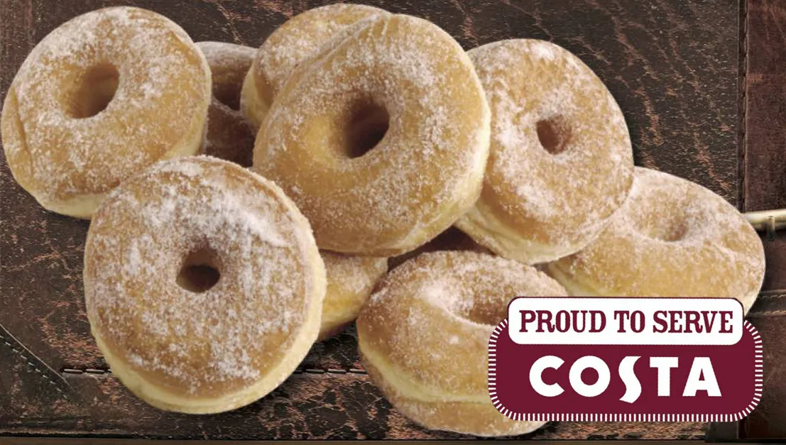 Doughnut with Costa Coffee graphic